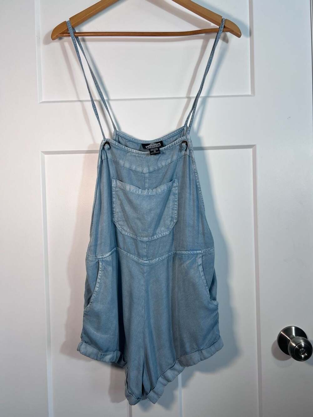 Angie Blue 100% Rayon Cami Strap Shortalls Romper